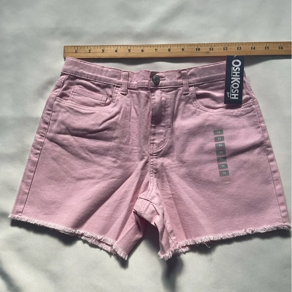 OshKosh B'gosh Pink Jean Shorts‎ Raw Hem Girls Size 14